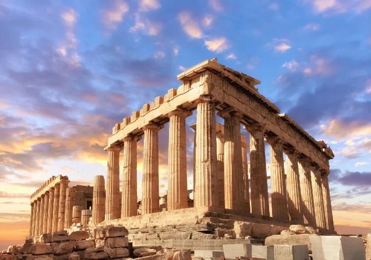 Ancient Parthenon in Athens at sunset