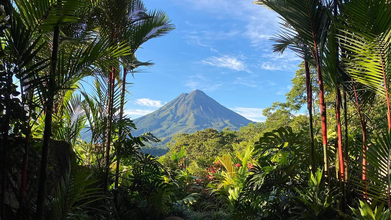 Tropical waterfall and jungle in Costa Rica