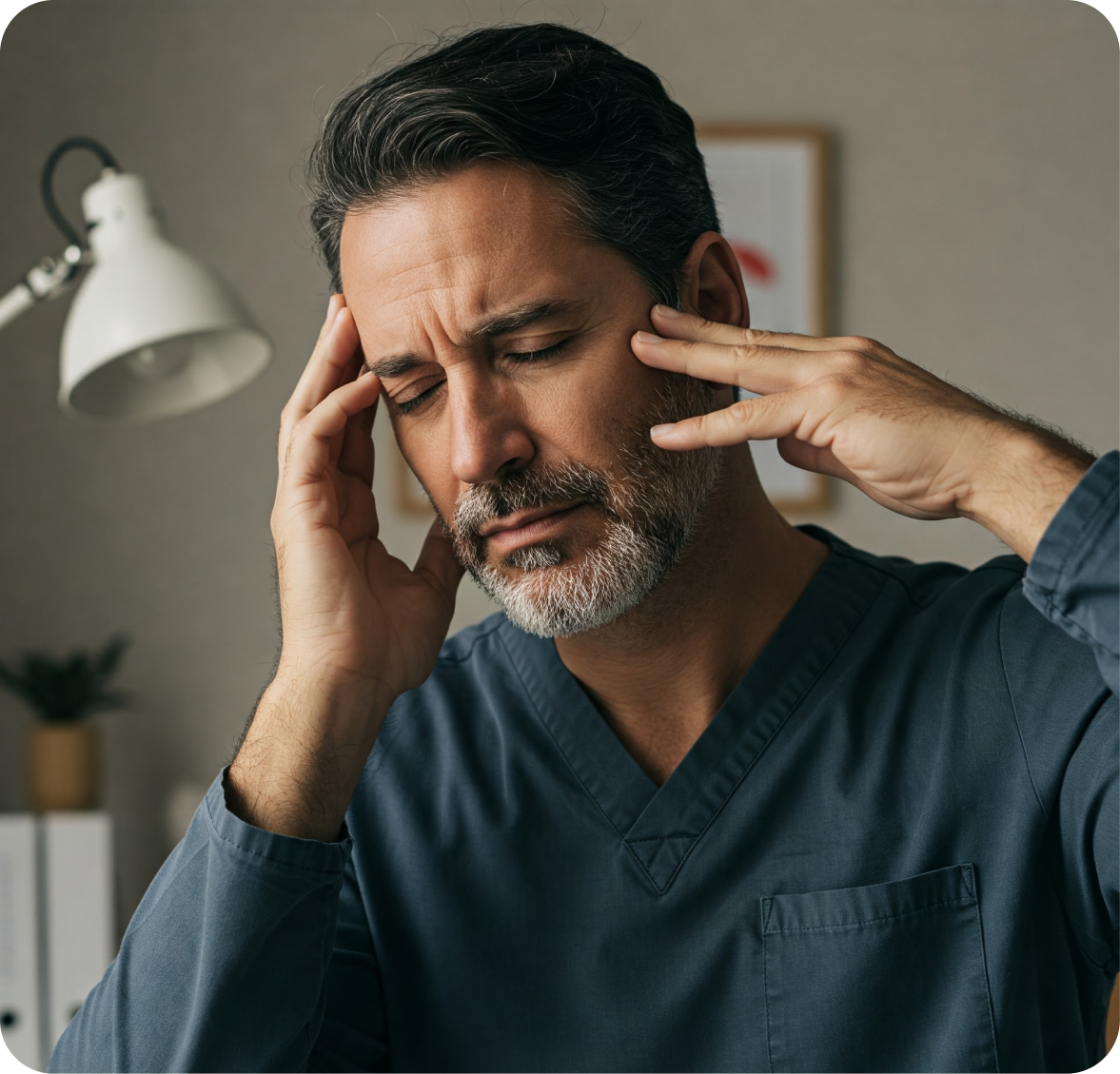 Stressed healthcare worker experiencing burnout